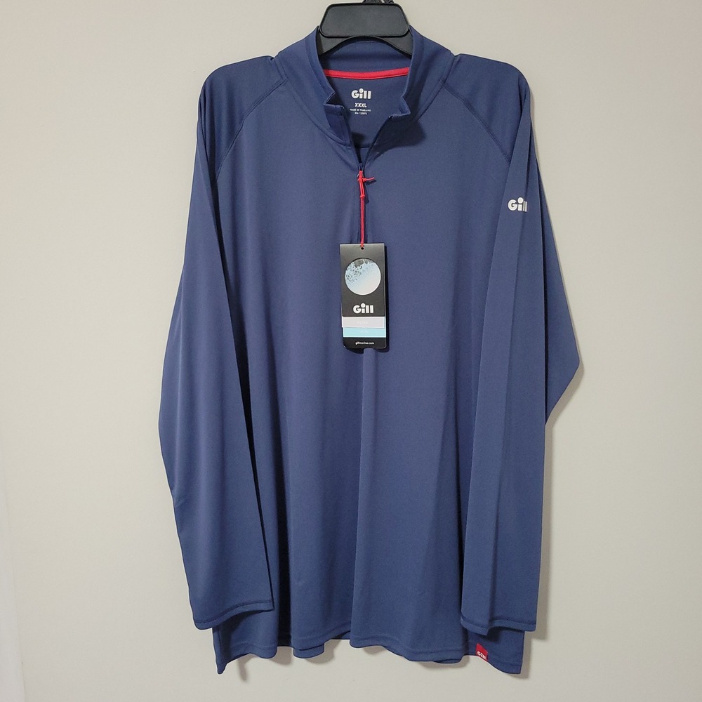 NWT Gill Active UV Tec Mens XXXL Blue Quarter Zip Performance Pullover